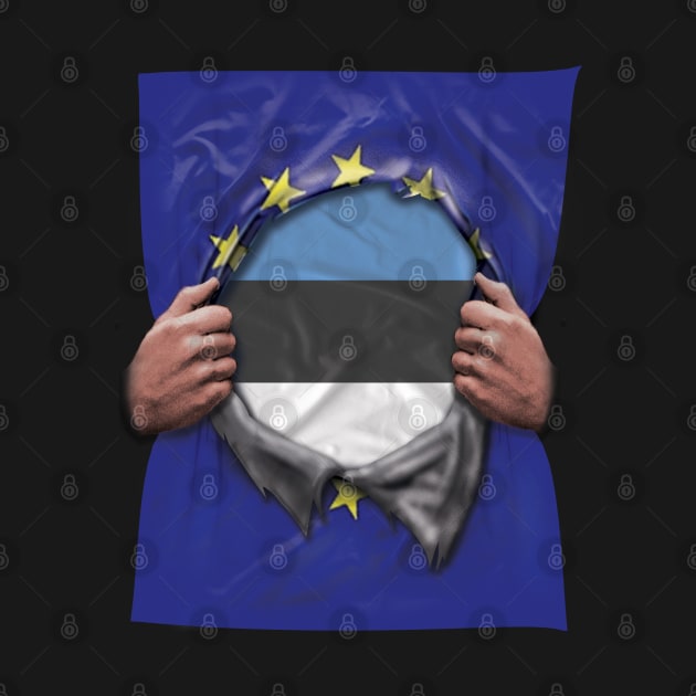 Estonia Flag European Union Flag Ripped Open - Gift for Estonian From Estonia by Country Flags