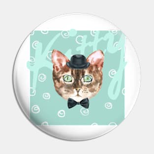 Cute cat on summery pattern Pin