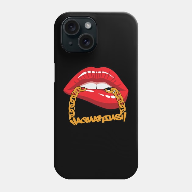 Aquarius Zodiac Birthday Lips Gold Chains Phone Case by ssflower