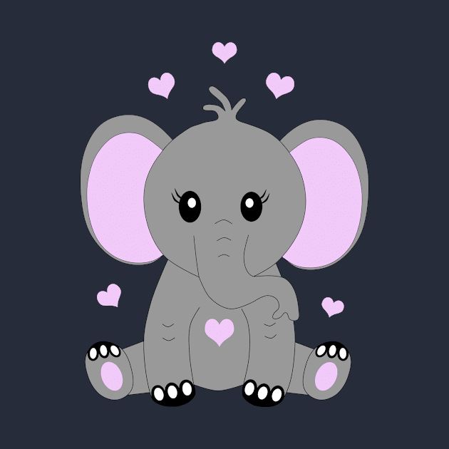 Cute baby elephant in pink by MarionsArt