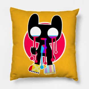 Black Drip Cat Doodle WOZZ Pillow