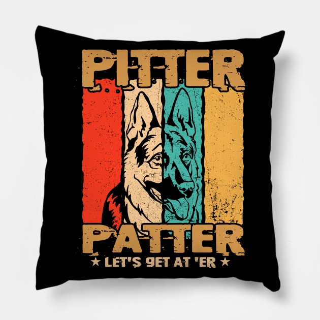 Pitter Funny Patter Let's Get At 'er Retro Pillow by lenaissac2