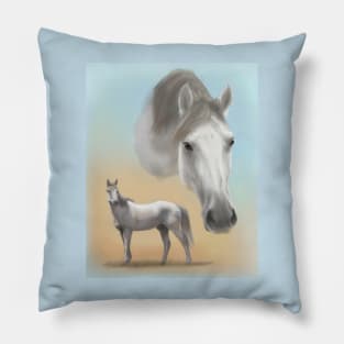 Gray Horse Pillow