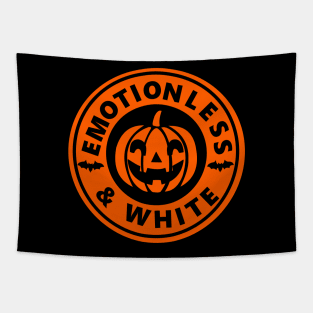 Emotionless and White Orange Tapestry