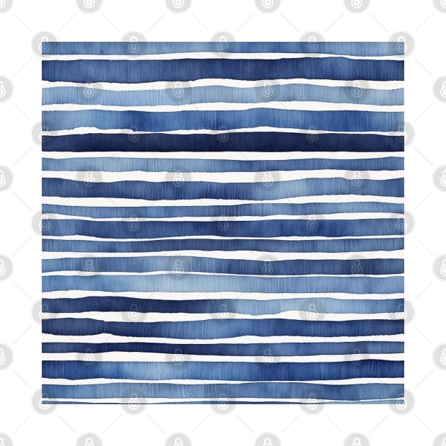 Indigo blue watercolor stripes by craftydesigns