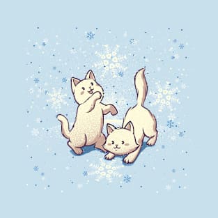 Cats Playing With Snowflakes by Tobe Fonseca T-Shirt