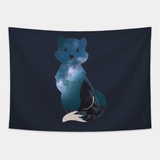 Starry night fox pattern - Milky Way Tapestry