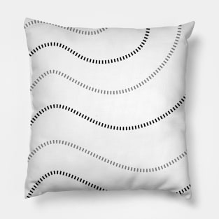 Modern Minimalist Wavy thin lines black and white Pillow