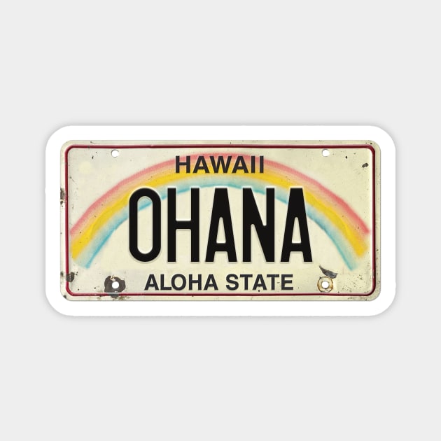 Vintage Hawaii License Plate OHANA Magnet by HaleiwaNorthShoreSign