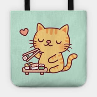 Cute Tabby Cat Loves Japanese Sushi Tote