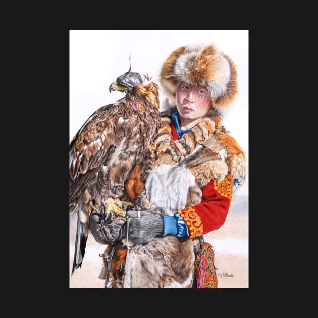 Eagle Huntress coloured pencil art by Mightyfineart