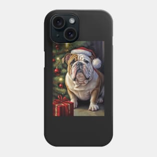 English Bulldog Santa Hat Christmas Card Phone Case