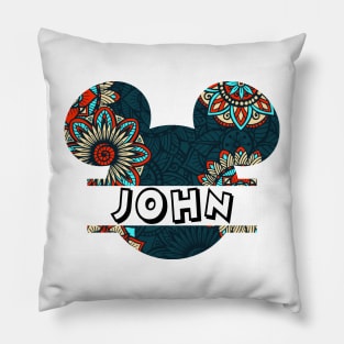 John Name With Seamless Pattern Pillow