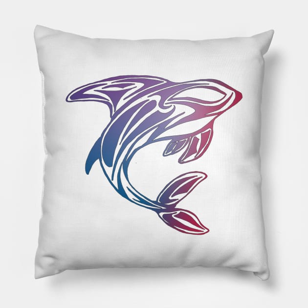 Purple Orca Whale Tattoo Pillow by ZeichenbloQ