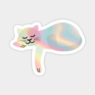 Cute Holographic Cat Asleep | Gift Ideas Magnet