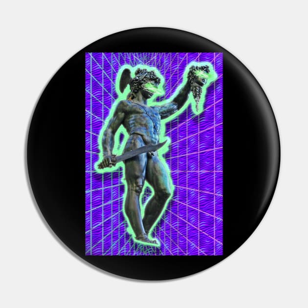 Vaporwave Perseus and Medusa Pin by JonathanKubiak