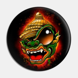 monkey warrior green Pin