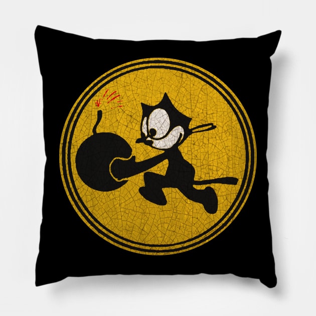 Cat Bomber ww2 Patch Pillow by Midcenturydave