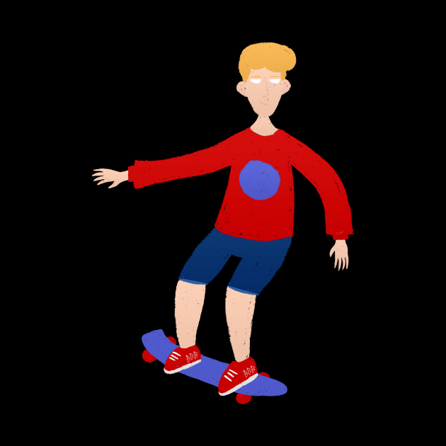 Blond skater riding on a skateboard by innokentymuhin