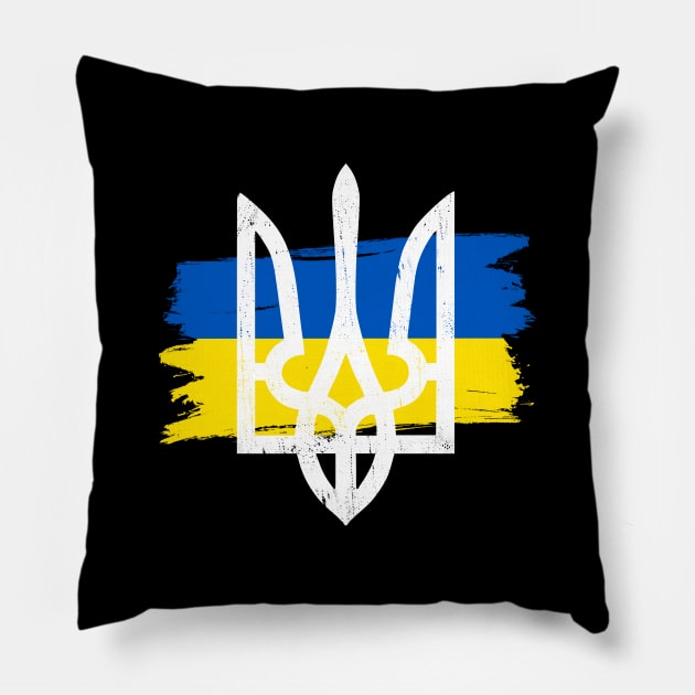 Ukraine Flag Symbol - Ukraine Trident Pillow by Yasna