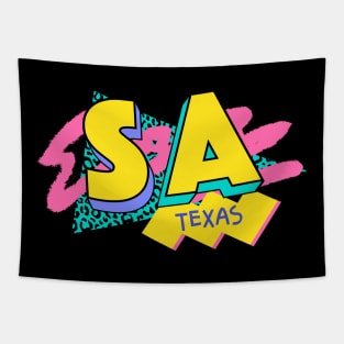 San Antonio, Texas Retro 90s Logo Tapestry