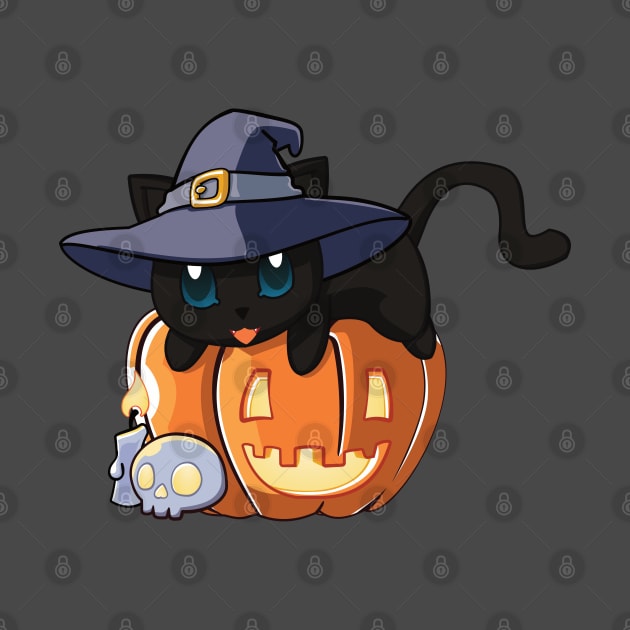 Black Cat on a Pumpkin by Myanko