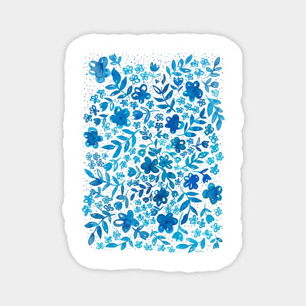 Indigo Floral Blue pattern Magnet by RanitasArt