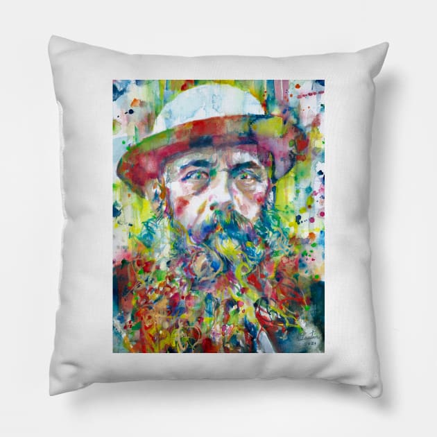 CLAUDE MONET art watercolor portrait Pillow by lautir