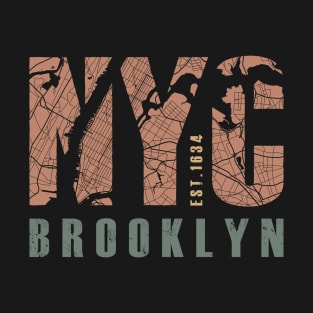 New york city (NYC) brooklyn city map typography-EST 1634 T-Shirt