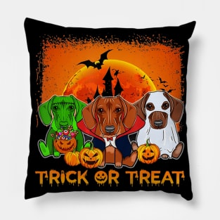 Halloween Dachshund trick or treat T Shirt Dachshund gift Pillow