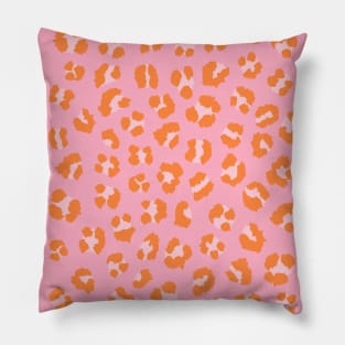 Leopard Cheetah Spots Print in Pink and Orange Pillow