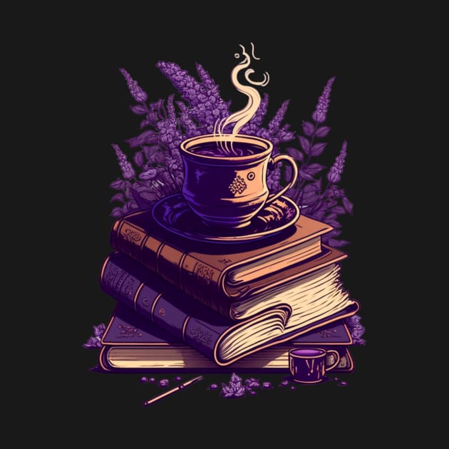 Lavender Books Stack by UnrealArtDude