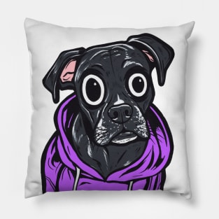 Black Lab Purple Hoodie Pillow