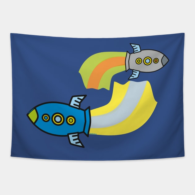 Rocket kawaii Tapestry by Pendientera