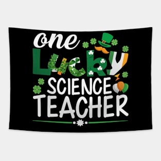 One Lucky Science Teacher Science Teacher Funny Green Cool Tapestry