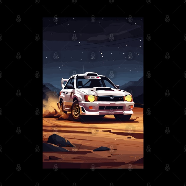 White WRX Rally Car Poster JDM by VENZ0LIC