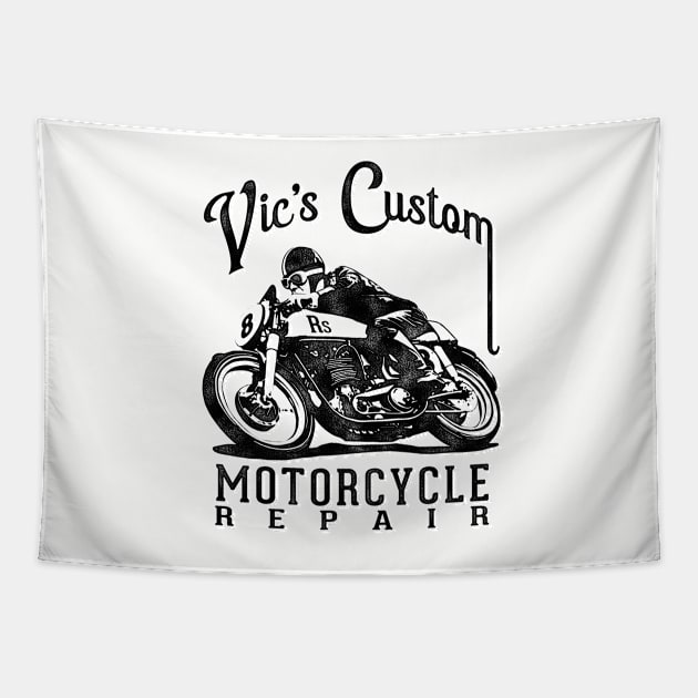 Vic's Custom Motorcycle Repair T-Shirt Tapestry by restructured concepts