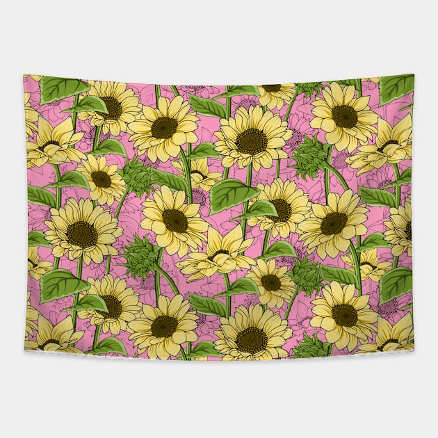 Sunflowers Pattern Tapestry by Designoholic