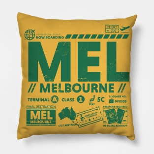 Vintage Melbourne MEL Airport Code Travel Day Retro Travel Tag Australia b Pillow