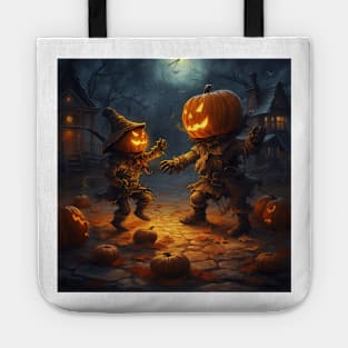 two pumpkin men fight each other Tote