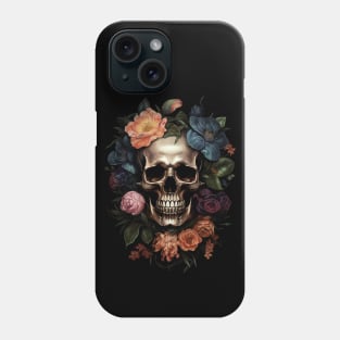 Golden Skull with Flowers Phone Case