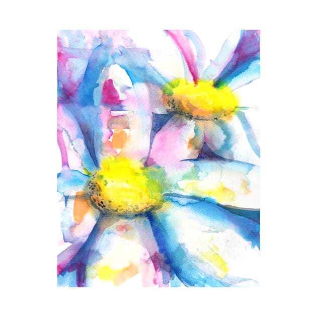 Daisies in watercolors - painting by kittyvdheuvel