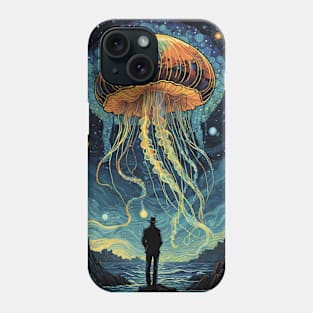 Starry Night Illumination: Van Gogh-Inspired Jellyfish Reverie Phone Case