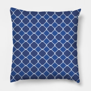 Blue moroccan tile pattern design. Quatrefoil art Pillow