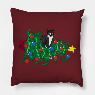 Cat Hates Your Tree - tuxedo Pillow