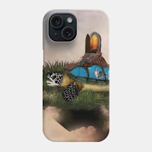 Awesome turtle with dolphin Phone Case