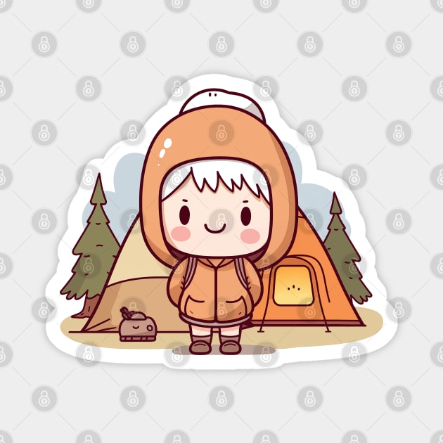 Kawaii camping girl Magnet by Mon Kawaii Lab