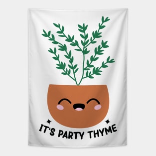 It's Party Thyme -  Kawaii Plant Herb Puns Tapestry