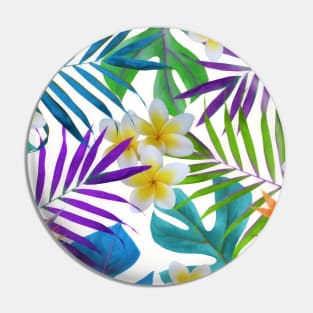 Monstera Palm Trees Plumeria Birds of Paradise Pin