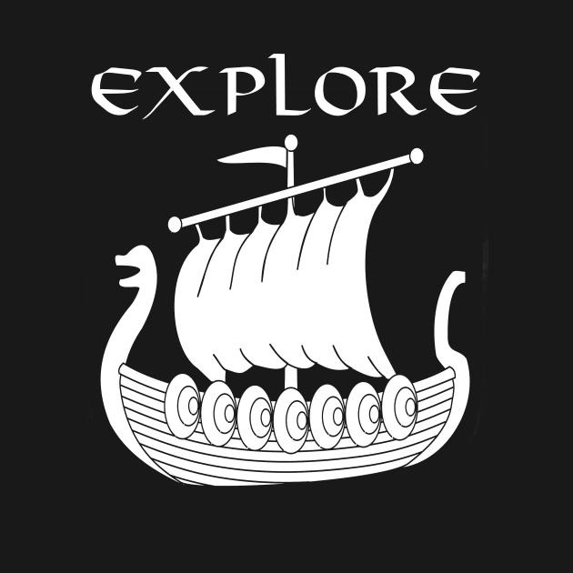 Viking Longship Explore Norse T-shirt by AgemaApparel